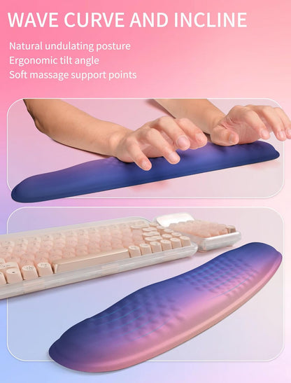 Hokafenle 2in1 Combination, Wave Keyboard Wrist Rest and Ergonomic Curvature Mouse Pad Wrist Support for Relieve Wrist Pain, Filled with Soft Cushion Memory Foam, Black