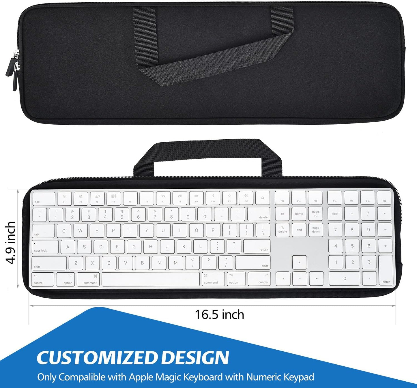 CASEDAO Magic Keyboard Sleeve Case, Padded Shockproof Protective Bag for 2024 Apple iMac 24 inch M4 M3 Magic Keyboard w/out Touch ID A2449 A2450,Wireless Magic Keyboard 2 MLA22LL/A A1644 Pouch for Mac