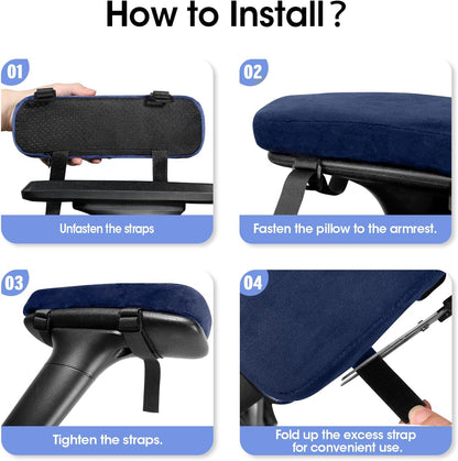 ZNCMRR 2 Pack Office Chair Armrest Pads Covers with Memory Foam Elbow Pillow for Forearm Pressure Relief, Black Arm Rest Covers for Office Chairs, Wheelchair, Comfy Gaming Chair(Black)