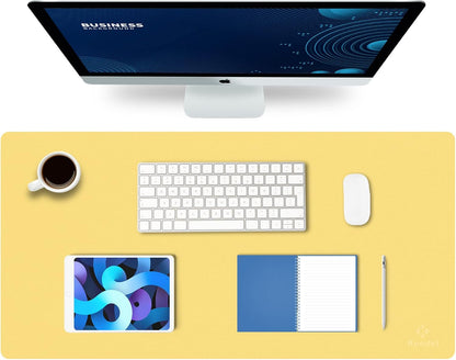 K KNODEL Large Office Leather Desk Mat, Mouse and Keyboard Pad, Computer and Laptop Mat, Desktop Protector and Cover, Writing Pad and Blotter (31.5"x15.7", Black)