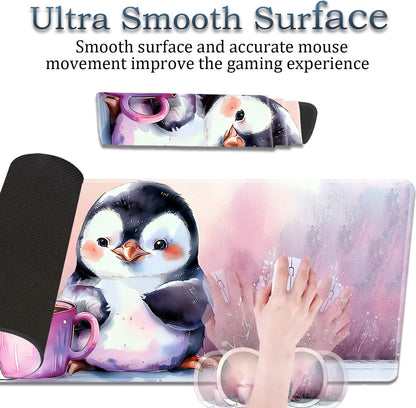 Mouse Wrist Rest and Keyboard Wrist Rest Pad Set, Non-Slip Rubber Base Smooth Surface Ergonomic Gaming Mouse Pad for Easy Typing and Pain Relief, Antique Blue Wood Grain Dog Paw + Coaster