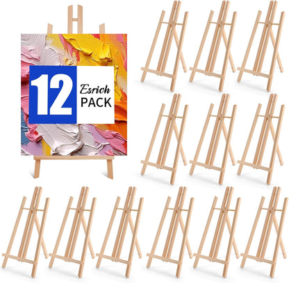ESRICH 24 Pack 11.8" Wood Easels,Tabletop Easel for Painting,Painting Party, Displaying Canvases, Kids Student Table School Desktop, Portable Canvas Photo Picture Sign Holder