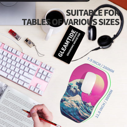 Ergonomic Raised Mouse Pad Wrist Support with Bilateral Slope Memory Foam Mousepad for Wrist Rest and Carpal Tunnel Pain Relief 11.8x7.9〃 Black