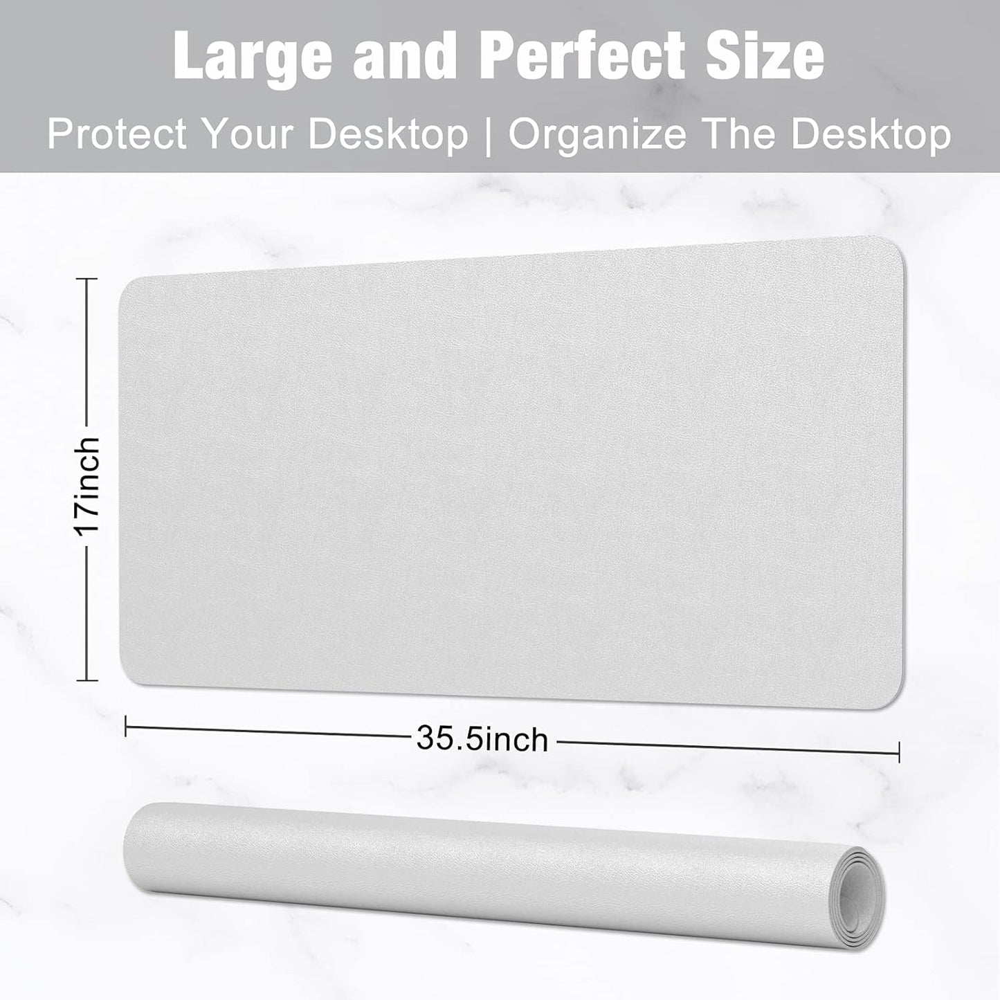Hsurbtra Desk Pad, 23.6" x 13.8" PU Leather Desk Mat, M Extended Mouse Pad, Waterproof Desktop Blotter Protector, Non-Slip Ultra Thin Small Laptop Keyboard Writing Mat for Office Home, Pink