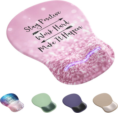 Ergonomic Mouse Pad with Wrist Rest,Cute Gel Mousepad Wrist Support - Small Mini Portable for Travel Mouse Pads for Desk Laptop,Computer,Office & Home Decor (Pink&Light Pink)