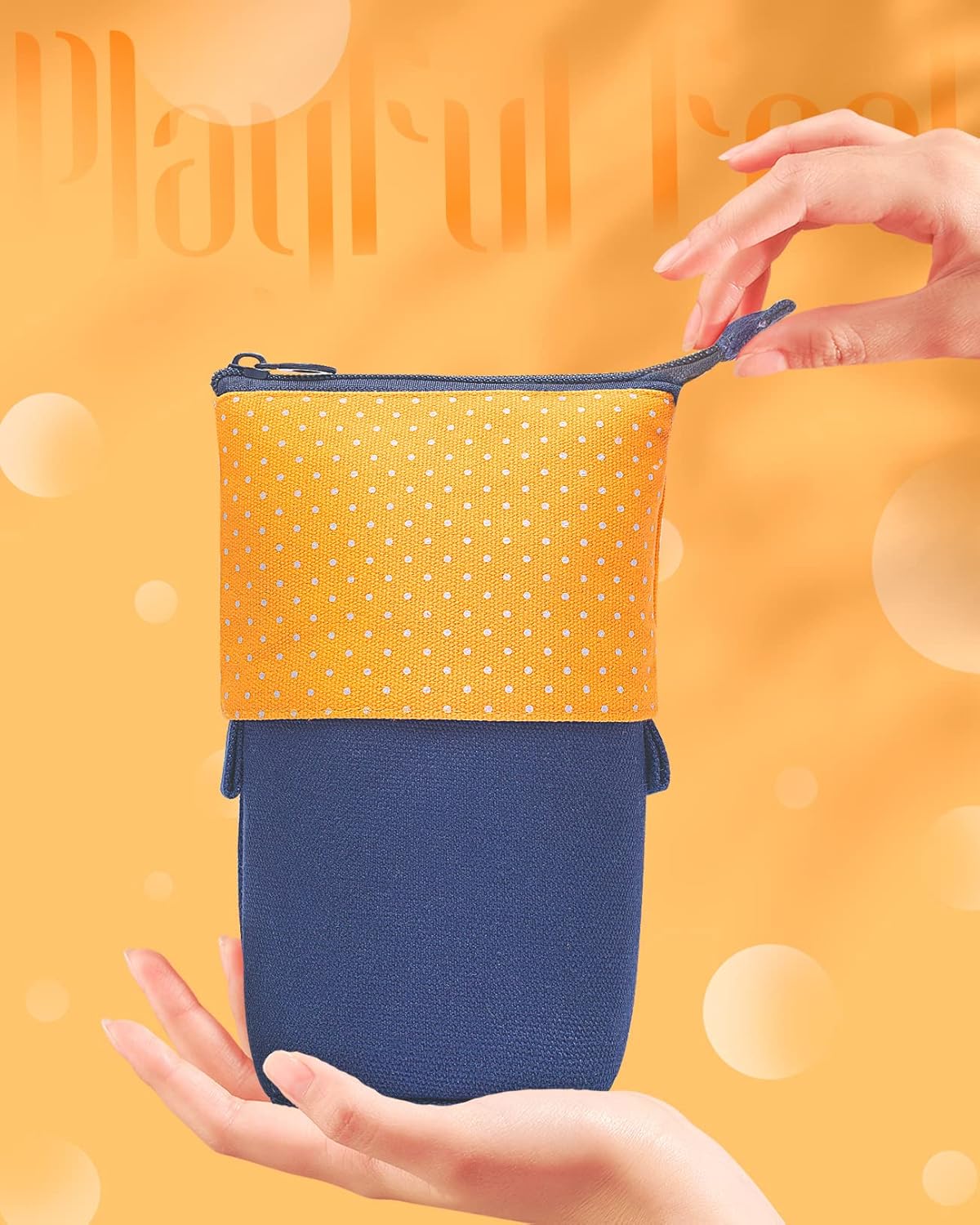 Sooez Standing Pencil Case, Cute Stand up Pencil Pouch, Telescopic Pen Pouch, Portable Pencil Holder, Kawaii Stand up Pencil Case, Spacious Pencil Pouch Bag for School Office Supplies, Black