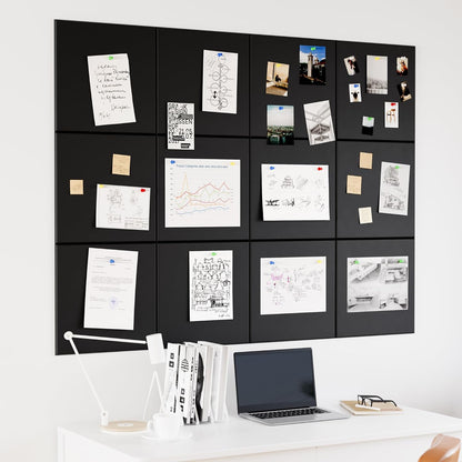 Neatsure Large Cork Board for Wall, Black Felt Bulletin Board with Pushpins, 36" x 24" 6 Panels Wall Tiles, Tack Push Pin Boards for Office