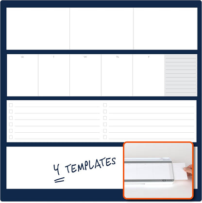 Quartet Glass Dry Erase White Board, Flip-Top Desktop Pad for Notetaking, 18" x 6" Whiteboard with Storage, Templates and Dry Erase Marker, White Surface (Q090F04-R)