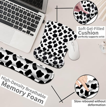 Mouse Pad with Wrist Support, Ergonomic Gel Mouse Pad Beautiful Flowers,Non-Slip Durable, Memory Foam Keyboard Wrist Rest, Suitable for Office Typing Games, Pink Hyacinths on Wood Panel