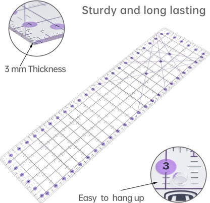 Headley Tools Rotary Cutter Set - 45mm Fabric Cutter, 5 Extra Rotary Blades, A3 Cutting Mat, Quilting Ruler and Sewing Clips, Craft Knife Set, Ideal for Crafting, Sewing, Patchworking, Purple