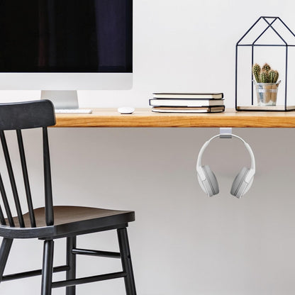 Kanto HHW Universal Under Desk Headphone Hook with Curved Padding | White
