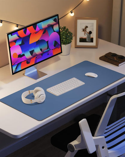 AFIING Desk Pad Protector 23.6" x 13.7" - Non-Slip Waterproof PU Leather Desk Mat for Mouse, Keyboard, Laptop, Office and Home Workspace (Beige)