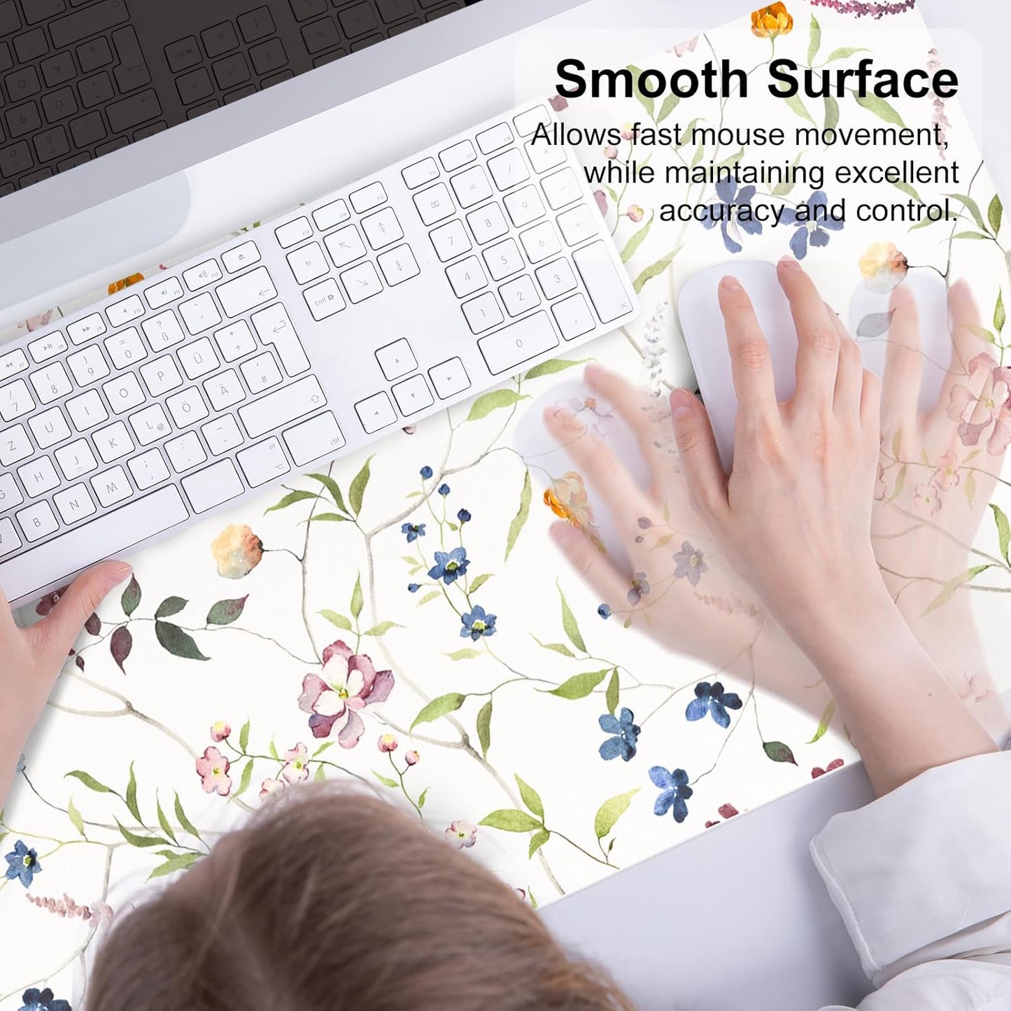 QIYI Large Mouse Pad, Cute Pink Desk Mat for Desktop, Women Girls PU Leather Desk Pad Waterproof Gaming Mousepad, Rose Gold Marble Computer Protector Writing Pad for School Office Home 31.5" x 15.7"