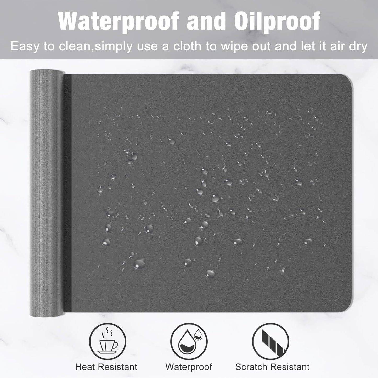 Hsurbtra Desk Pad, 23.6" x 13.8" PU Leather Desk Mat, M Extended Mouse Pad, Waterproof Desktop Blotter Protector, Non-Slip Ultra Thin Small Laptop Keyboard Writing Mat for Office Home, Pink