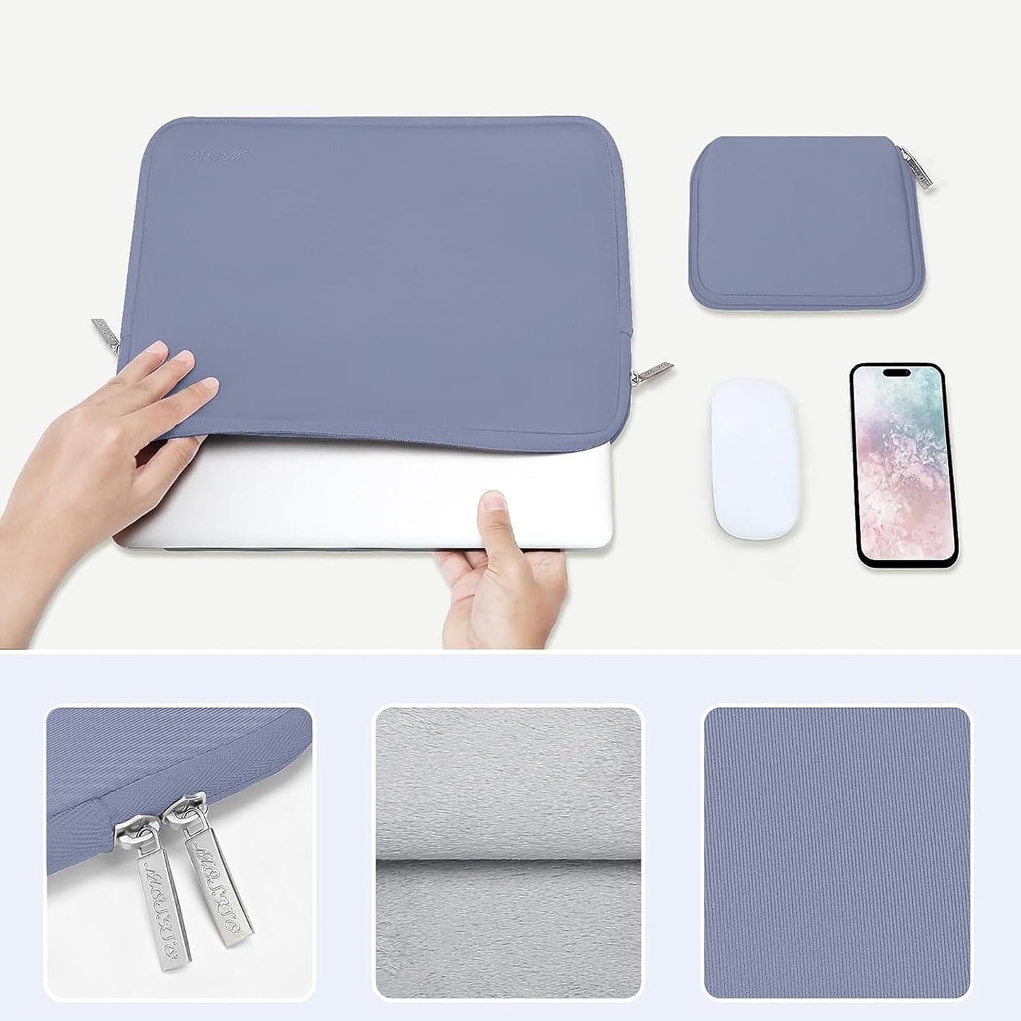 MOSISO Laptop Case 13.3 inch, 13-13.3 inch Laptop Sleeve Bag Compatible with MacBook Air/Pro 13/Pro 14 M5 M4 M3 M2 M1, HP Dell ASUS Lenovo, Neoprene Computer Sleeve Bag with Small Case, Baby Pink - Colors B