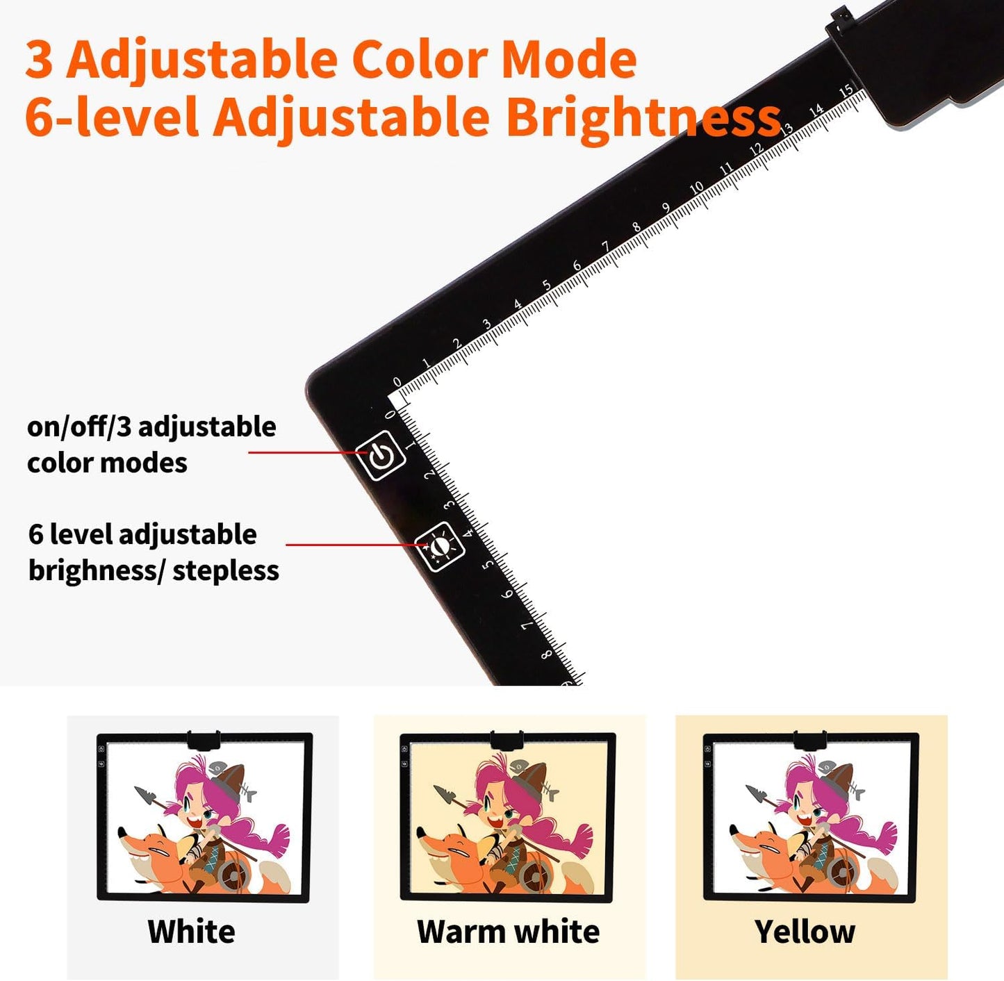 YINGWOND Rechargeable A4 LED Light Pad with Padded Case, Tracing Light Box w/Riser Stands and Paper Clip, 6 Levels of Brightness, Type-c Cable, Wireless Diamond Painting Light Board