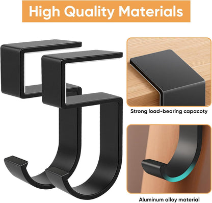 Durable Alloy Purse Hook for Table: 2-Pack Heavy Duty Holder for Desk with Non-Slip Pad - 22 lbs Max Load Portable Hanger for Restaurants Office Desks Bars & Cafes - Hanging Umbrellas Keys Headphone