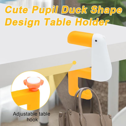 Duck-Shaped Non-Slip Folding Table Hook, Portable Removable Desktop Hook, Used as Handbag Hook and Bag Clip, Suitable for School/Office Desktop Storage Organization