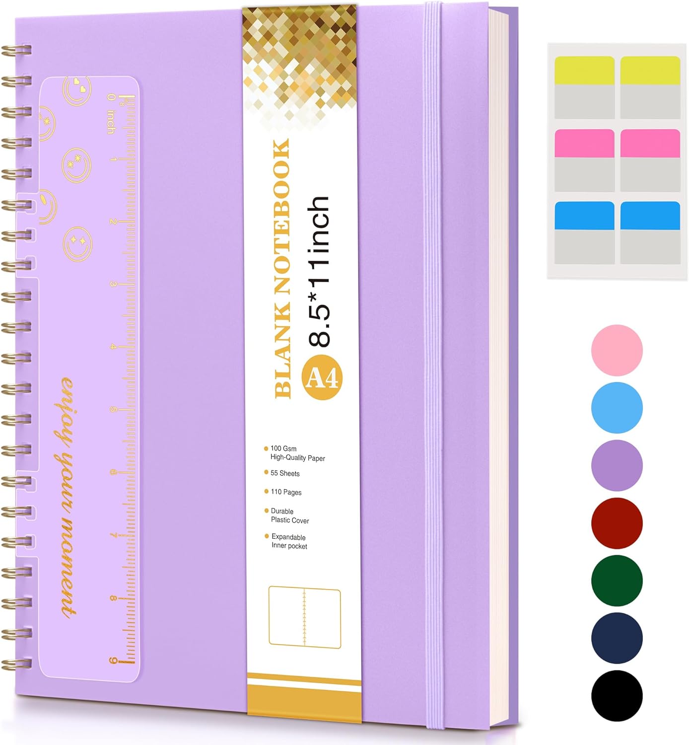Dotted Notebook, Spiral Notebook Journal 8.5” x 11”, A4 Large Dot Grid Notebooks for Women Men, 100 GSM Dotted Paper, Plastic Hardcover Spiral Bullet Journals for Work School Sketching, Green