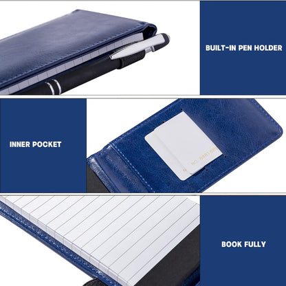Camelmother 10 Pieces Small Notepad Holder Set Pocket Notebook 3 x 5 Inch with Pen