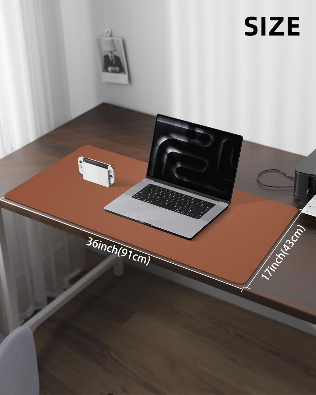 AFIING Desk Pad Protector 23.6" x 13.7" - Non-Slip Waterproof PU Leather Desk Mat for Mouse, Keyboard, Laptop, Office and Home Workspace (Beige)