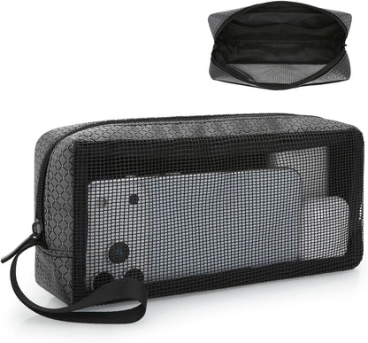 E-Tree Mesh Tech Organizer Pouch – Large Travel Electronics Bag with Handle Strap & Mesh Window, Cable Cord Accessories Case for Charger, Earbuds, USB, Gadgets – Laptop Bag Insert for Men Women