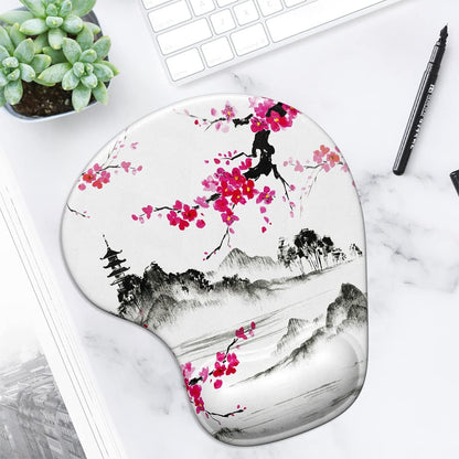 ITNRSIIET Ergonomic Mouse Pad with Gel Wrist Support Wrist Rest Smooth Surface Non-Slip PU Base Comfortable Office Supplies Pain Relief, 9.5 x 8 inches, Beach