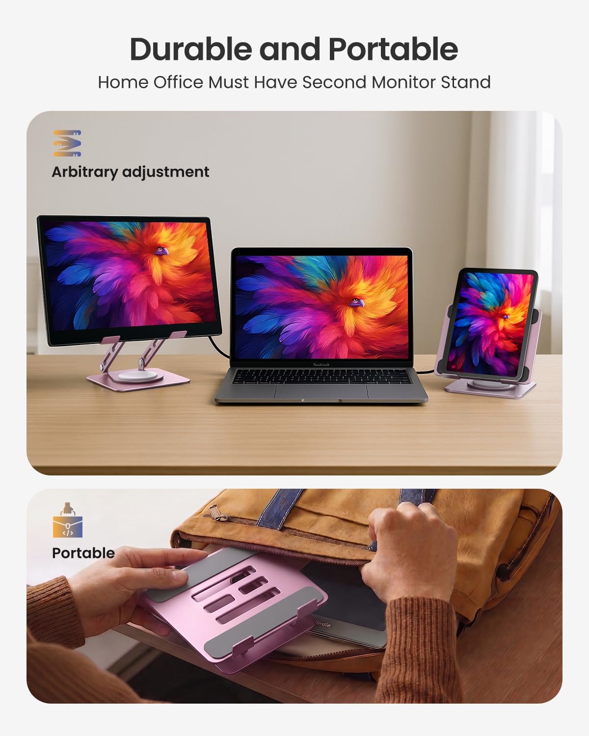 LOXP Adjustable Tablet Stand, 360 Rotating iPad Stand with Heavy-Duty Base, Tablet Holder Compatible with 4.7-16.9" Device, iPad Pro Air Mini, Kindle, Surface Tablet, Portable Monitors - Black