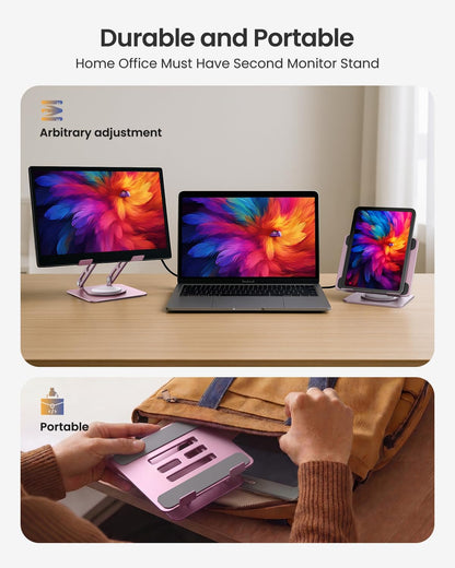 LOXP Adjustable Tablet Stand, 360 Rotating iPad Stand with Heavy-Duty Base, Tablet Holder Compatible with 4.7-16.9" Device, iPad Pro Air Mini, Kindle, Surface Tablet, Portable Monitors - Black