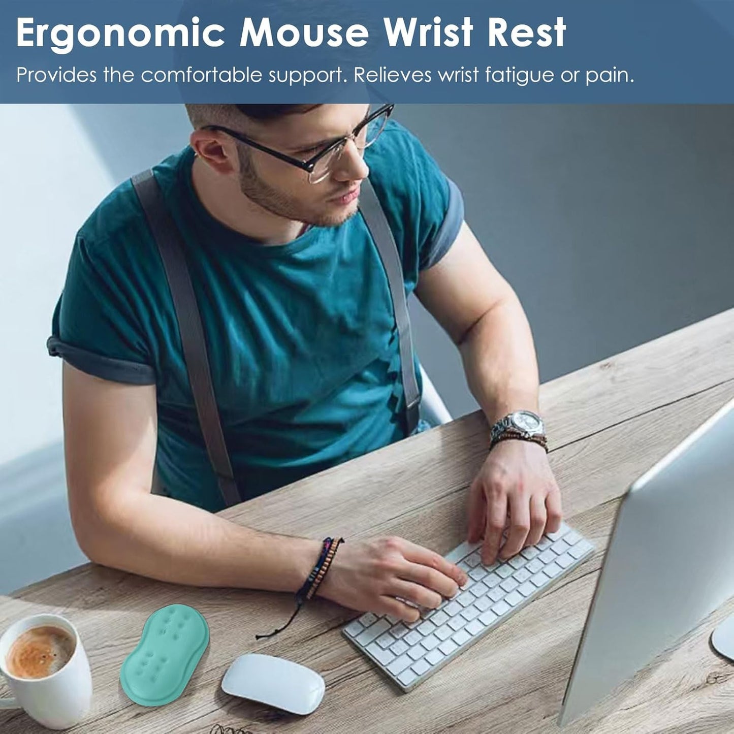 VANKEY Mouse Wrist Rest, Desk Wrist Pad for Mouse, Comfortable Computer Mouse Wrist Support, Ergonomic Wrist Rest with Memory Foam Fillings, Non-Slip Base (Black)