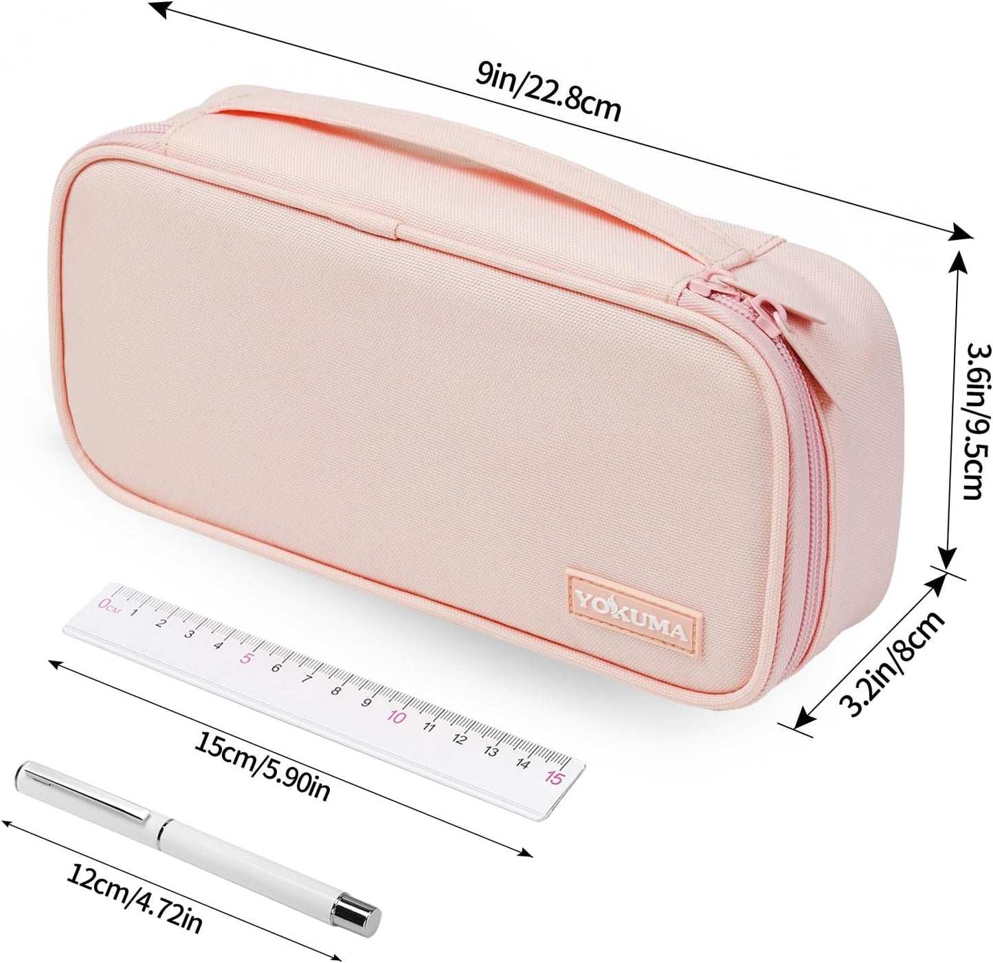 YOKUMA Pencil Case,Large Capacity Pencil Pouch,Aesthetic Zipper Pencil Box, Back to School Supplies for College Student Teen Adults,Travel Essentials,Electronic Cable Organize