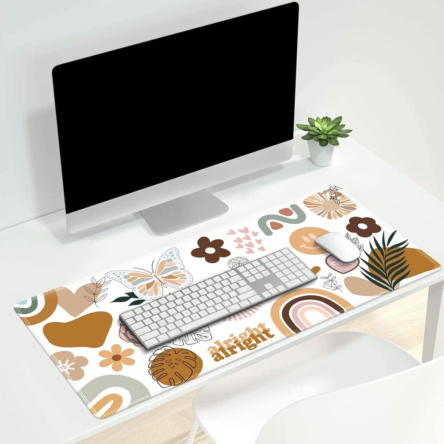 iCasso Desk Cover Mat, Office Mouse Pad, Desk Protector Mat, Extra Large Matt for Desktop,Anti-Slip XXL Big Mousepad with Stitched Edges for Computer Keyboard Retro Black - Colors B