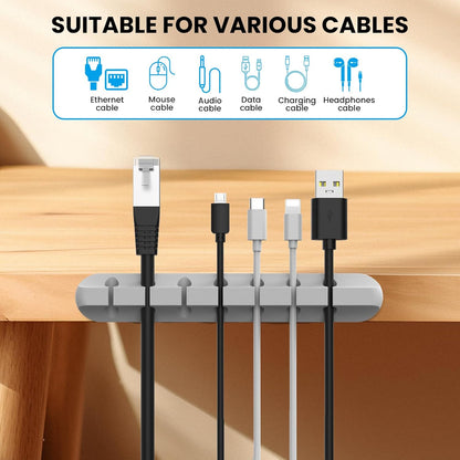 AHASTYLE Cable Organizer Holder 5 Slots Desktop Cord Wire Clips Keeper for Organizing USB Cable/Power Cord/Wire Home Office and Car (Pink)