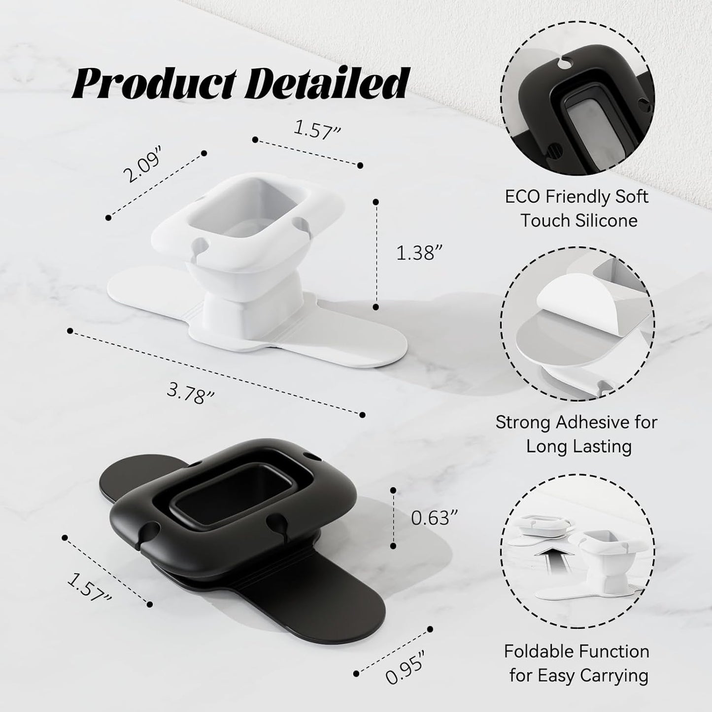 Silicone Collapsible Cord Wrap Foldable Charger Organizer Compatible with MacBook and PC Charger and Adapter, Wired Manager Holder Wrap Winder Cable Management Travel Essentials (Black&White)
