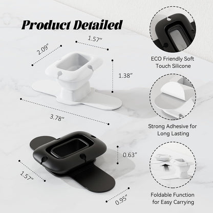 Silicone Collapsible Cord Wrap Foldable Charger Organizer Compatible with MacBook and PC Charger and Adapter, Wired Manager Holder Wrap Winder Cable Management Travel Essentials (Black&White)