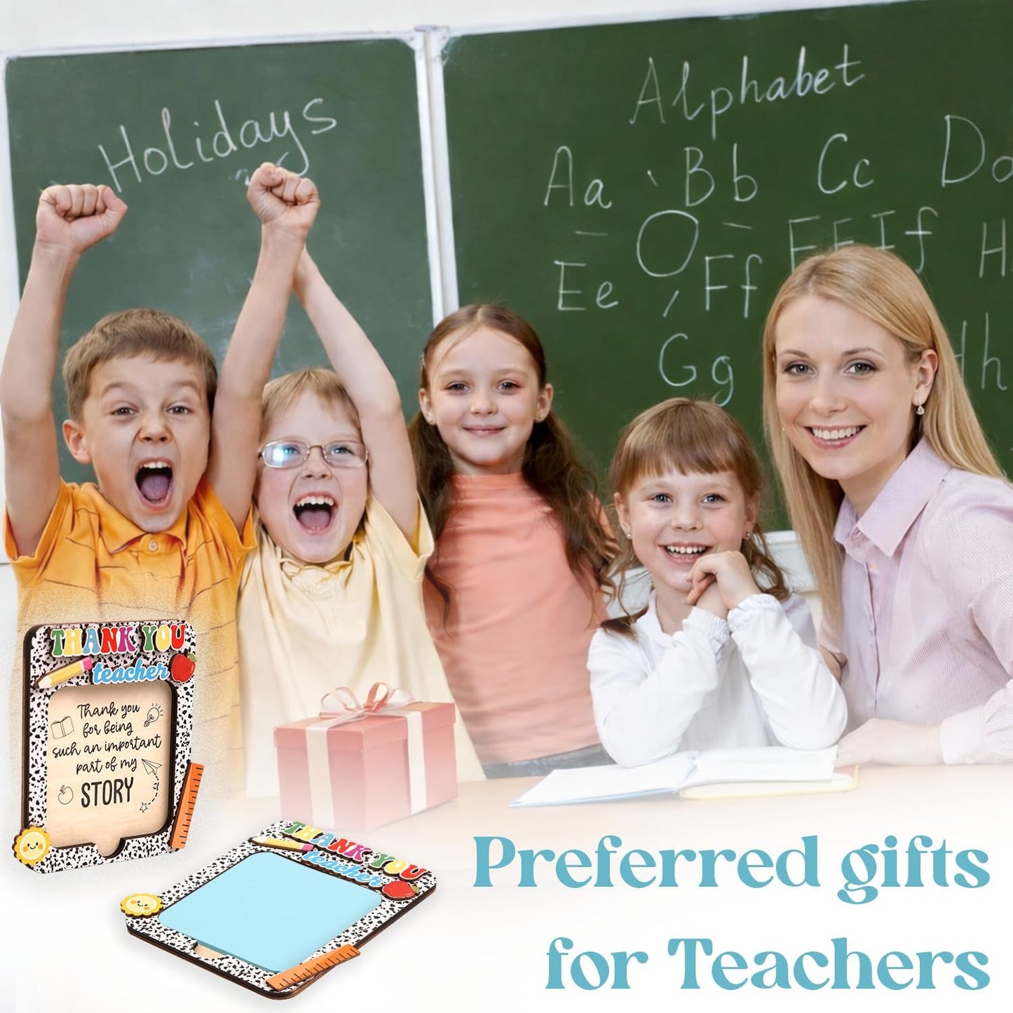 Sticky Note Holder for Desk, Teacher Appreciation Gifts, 3x3 Inch Self-Stick Notes, Wooden Sticky Notes Holder for Teachers, Thank You Teacher Appreciation Gift for Women (Black Leopard)
