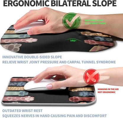 Ergonomic Raised Mouse Pad Wrist Support with Bilateral Slope Memory Foam Mousepad for Wrist Rest and Carpal Tunnel Pain Relief 11.8x7.9〃 Black
