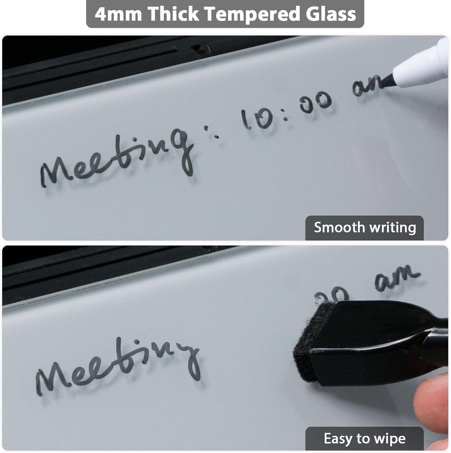 Varhomax Glass Weekly Planner Desk White Board, Desktop Calendar Whiteboard with Storage, to Do List Memo Caddy for Home Office and School Supplies, Black