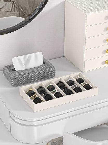 Sunglass Organizer Tray,Eyeglass Storage for Multiple Glasses,Jewelry and Sunglasses Drawer Organizer (Beige 2)