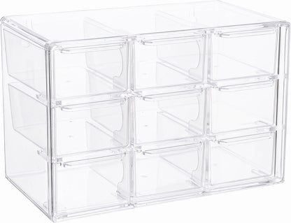 Acrylic Drawer Organizer, Clear Desk Organizer with Drawer, Plastic Stackable Storage Drawers with 6 Drawers, Dustproof Organizers for Jewelry, Craft, Office Supplies