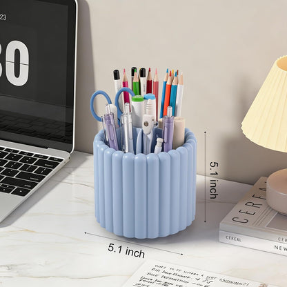 Anyoifax 360° Rotating Pen Holder 7 Slots Desk Organizer Removable Pencil Cup Plastic Art Supplies and Accessories Desktop Storage Box Caddy for Office, School, Home (White)