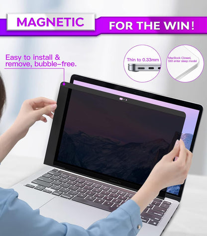 PYS Magnetic Laptop Privacy Screen Filter 15.6 Inch 16:9 - Detachable Computer Screen Privacy Shield, Anti-Glare Blue Light, Removable 15.6" Screen Protector for Lenovo, HP, Dell, Acer, ASUS