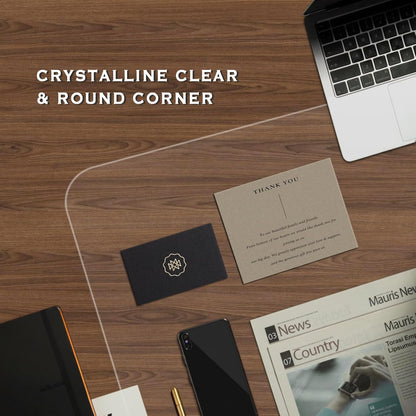Clear Desk Mat, Clear Desk Pad 24 x 17 in, Desk Protector Mat for Writing & Working, Table Protector Anti-Water & Heat Resistant, for Home & Office, RBDM02T