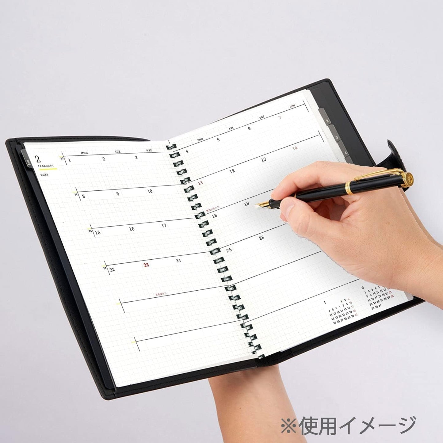 Maruman Mnemosyne Lined Notebook- Vertical A5, 5.83" x 8.27", 70 Sheets / 140 Pages, 7mm College Ruled With Center Line Journal, Perforated Pages & Wire-Bound to Lay Flat, Black, Made in Japan - Colors A
