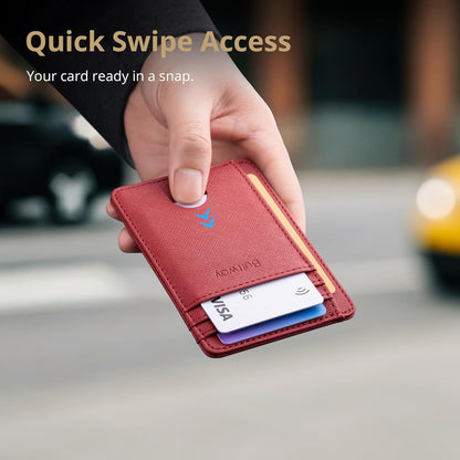 Buffway Slim Minimalist Front Pocket RFID Blocking Leather Wallets for Men and Women - Carbon Fiber Black - Colors A