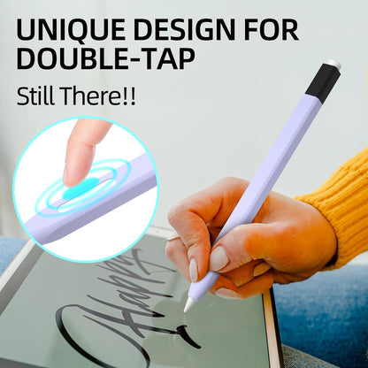 AZF Pencil Case Compatible with Apple Pencil 2nd Generation Case, Two Color Pen Cap Match, Silicone Comfort, Compatible with Magnetic Charging and Double Click. (Lavender Purple)
