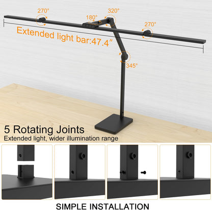 Omorepa 36W 3000LM Ultra Bright Architect Desk Lamp with Base, 47.4Inches Wide Tall Overhead Desk Light for Home Office, Dimmable Table Light with Remote for Desktop Working,Drafting,Reading