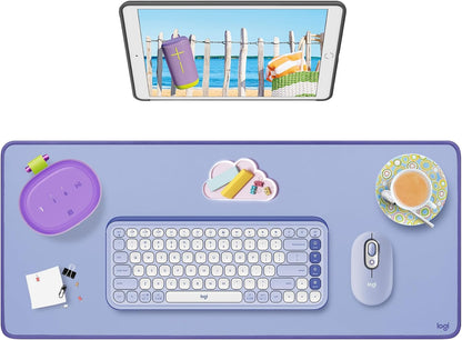 Logitech Desk Mat - Studio Series, Multifunctional Large Desk Pad, Extended Mouse Mat, Office Desk Protector with Anti-Slip Base, Spill-Resistant Durable Design, in Mid-Grey