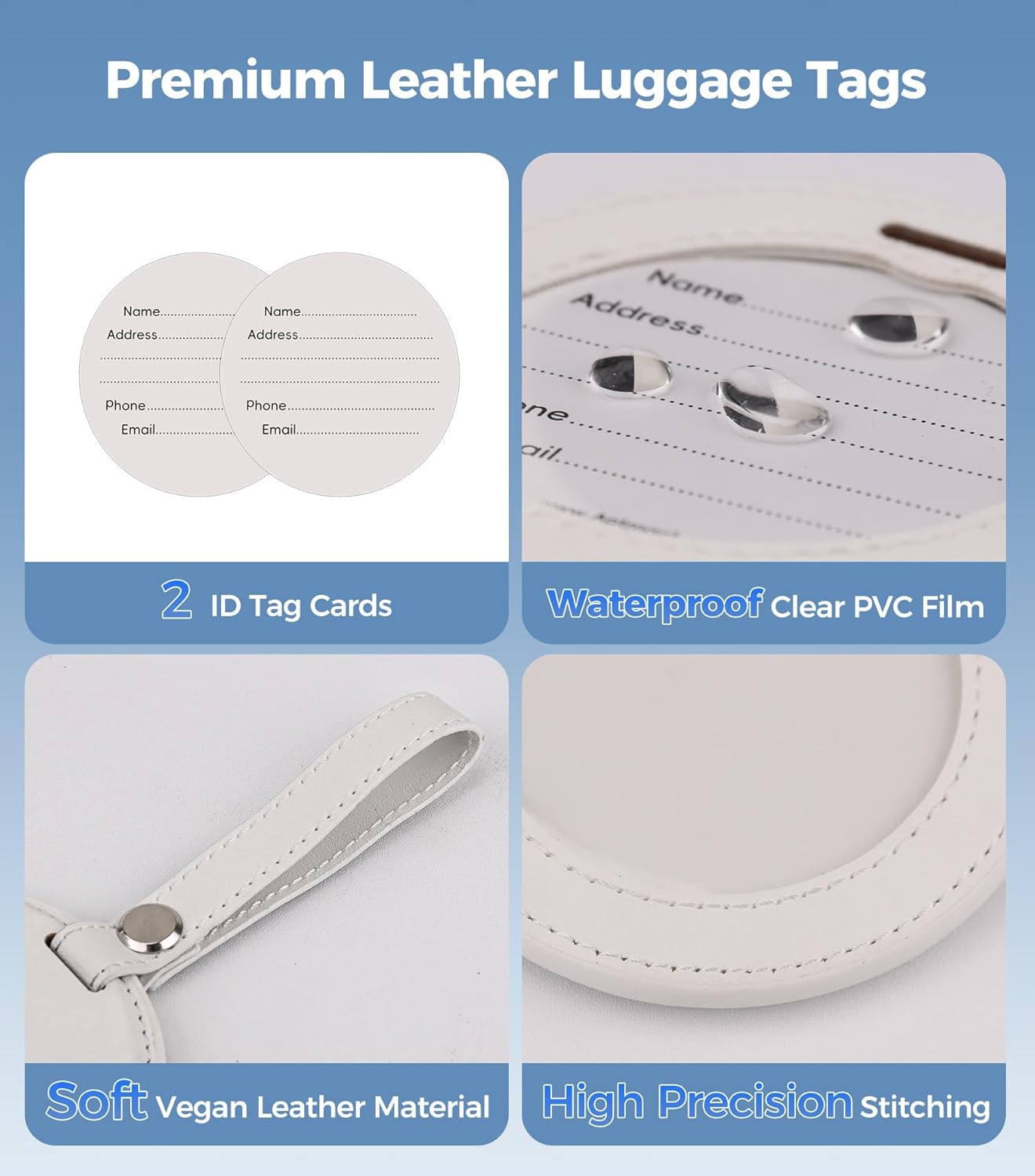 Smart Luggage Tag Works with Apple Find My, Premium Leather Suitcase Tracker with 2 ID Labels, TSA-Friendly, Anti-Lost Travel Essentials for Bags Backpacks, Wireless Charging, Black