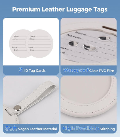 Smart Luggage Tag Works with Apple Find My, Premium Leather Suitcase Tracker with 2 ID Labels, TSA-Friendly, Anti-Lost Travel Essentials for Bags Backpacks, Wireless Charging, Black